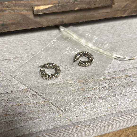 Brighton great shape Vintage rare chunky hoops post silver plated earrings - Picture 7 of 7